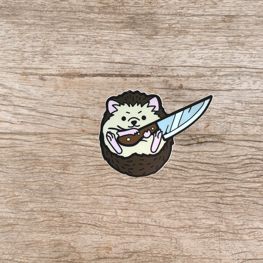 Hedgehog with a Knife Sticker